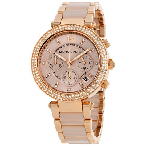 rose gold michael kors watch women's|Michael Kors parker chronograph watch.